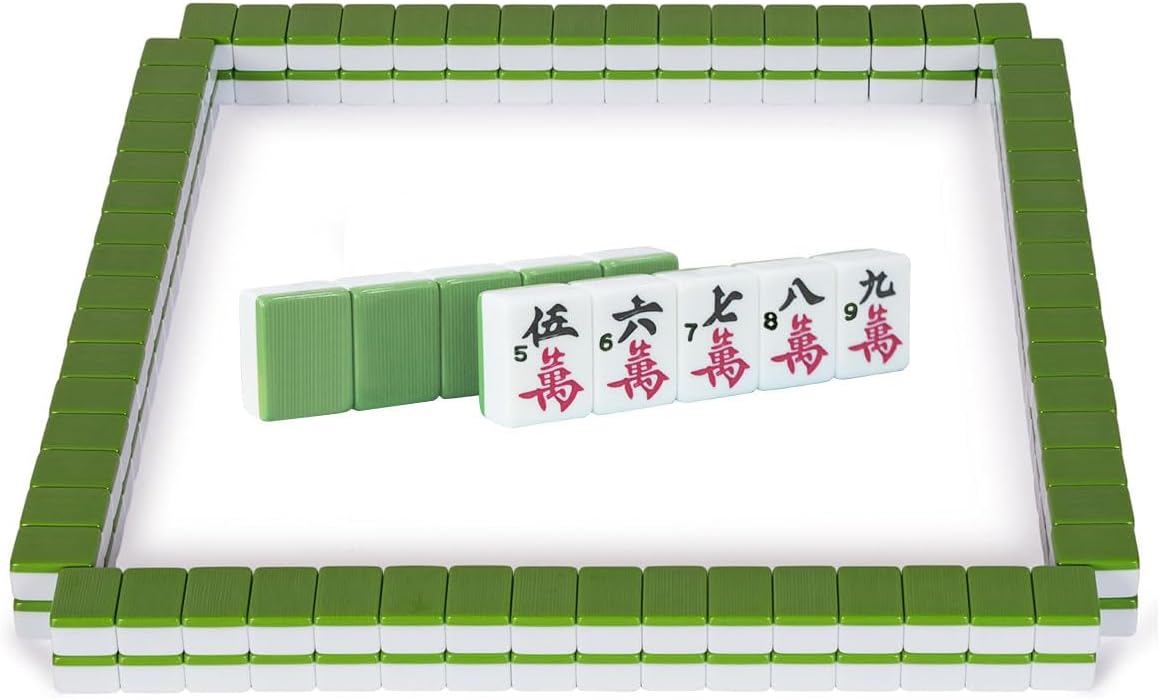 Mahjong-Spielset mit arabischen Ziffern, grün