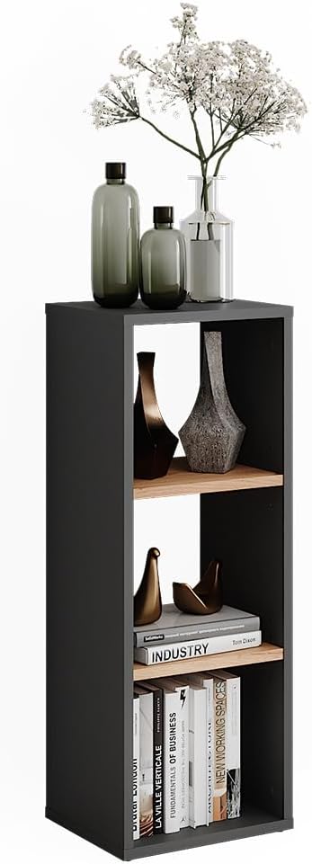 Standregal Orlando, Anthrazit/Goldkraft Eiche 80 x 30 cm