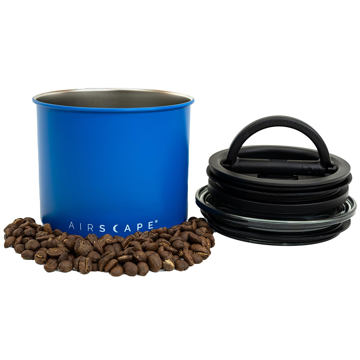 Kaffeedose mit luftdichtem Deckel, Mattes Blau Klein