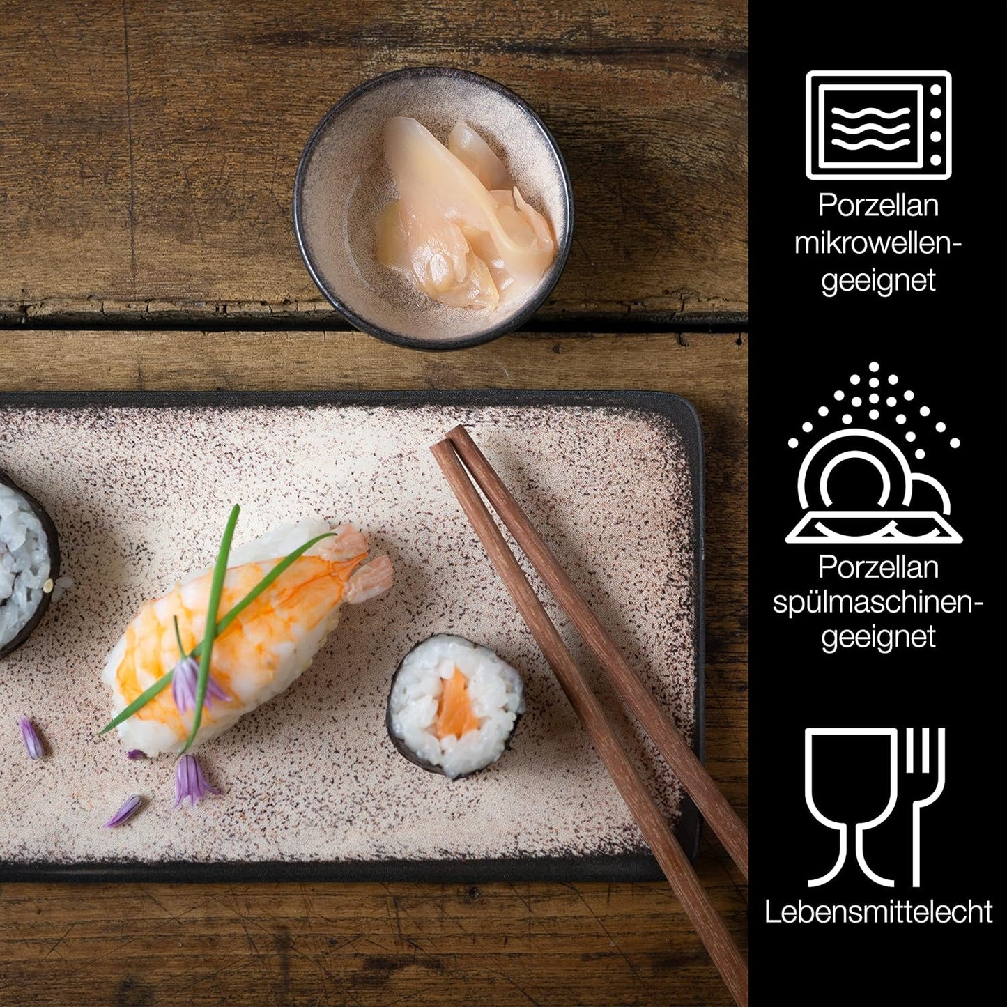 Sushi-Set, Beige 10-tlg Sushi Set
