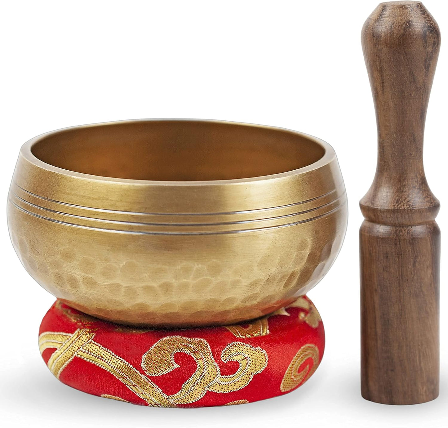 Tibetische Klangschale mit Schlägel, Gold – 3,5 Zoll