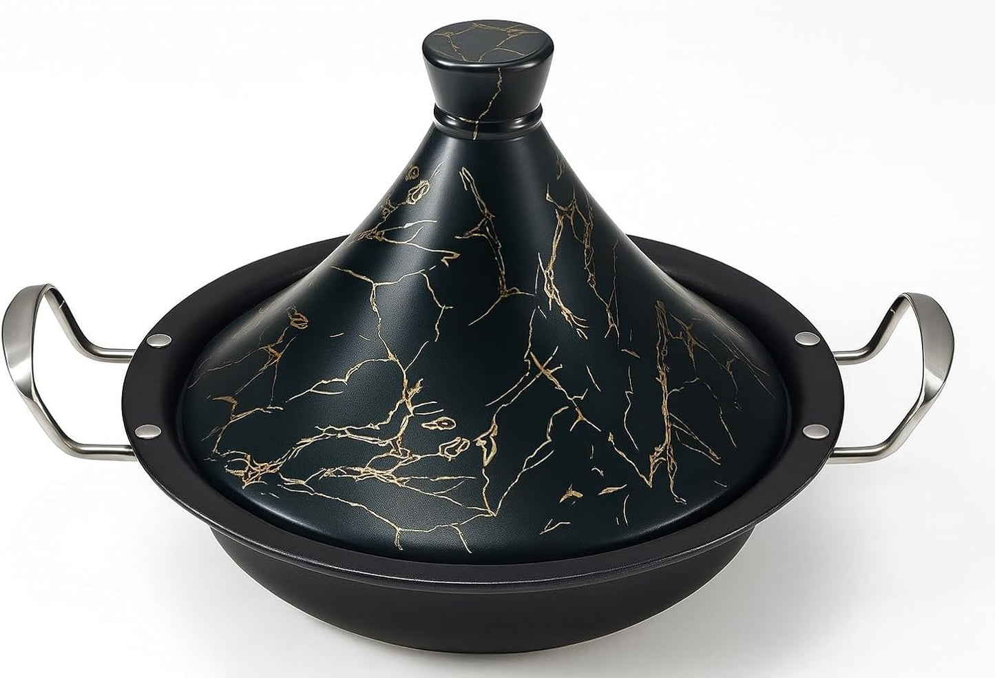 Tajine Schmortopf mit Keramikdeckel & Dampfventil, Schwarz 38 cm