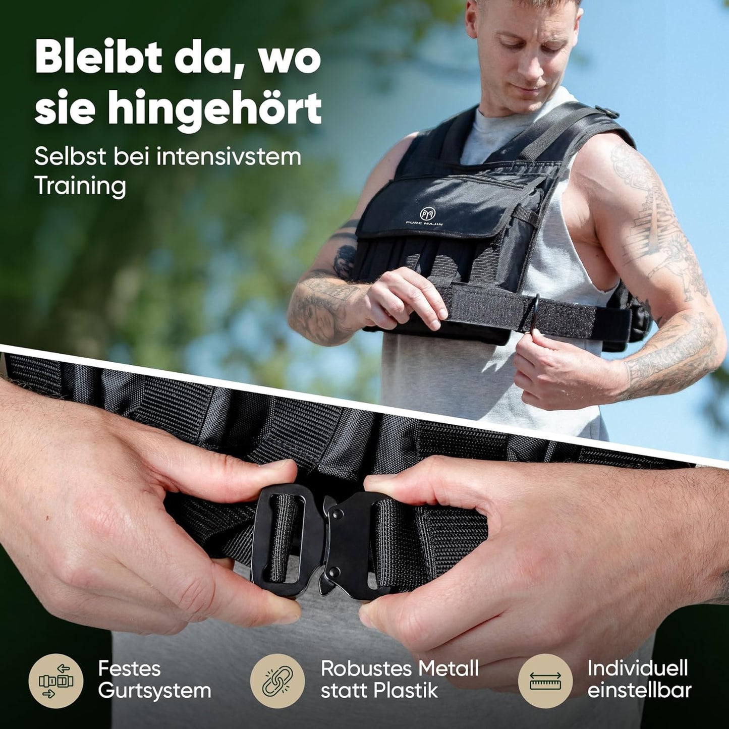 Gewichtsweste verstellbar, Schwarz 20kg