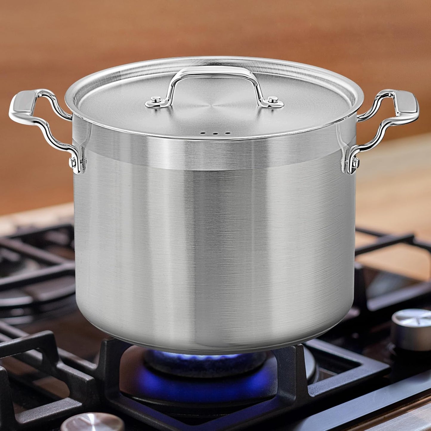Edelstahl Induktion Suppentopf 13L mit Deckel, 13 Liter