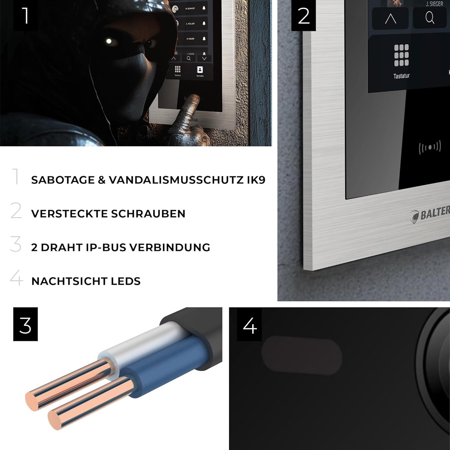 EVO-HD Video Türsprechanlage für 2 Familienhäuser, Silber/Weiss 2 Familienhaus