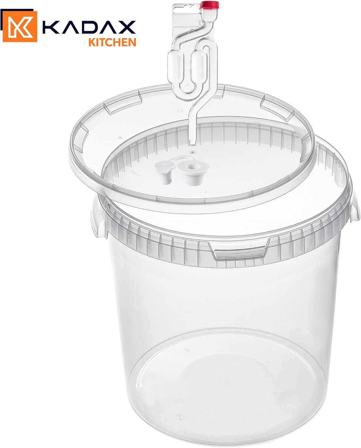 Gäreimer-Set mit Gärröhrchen & Gummistopfen, + Gärröhrchen & Gummistopfen 33l, Transparent