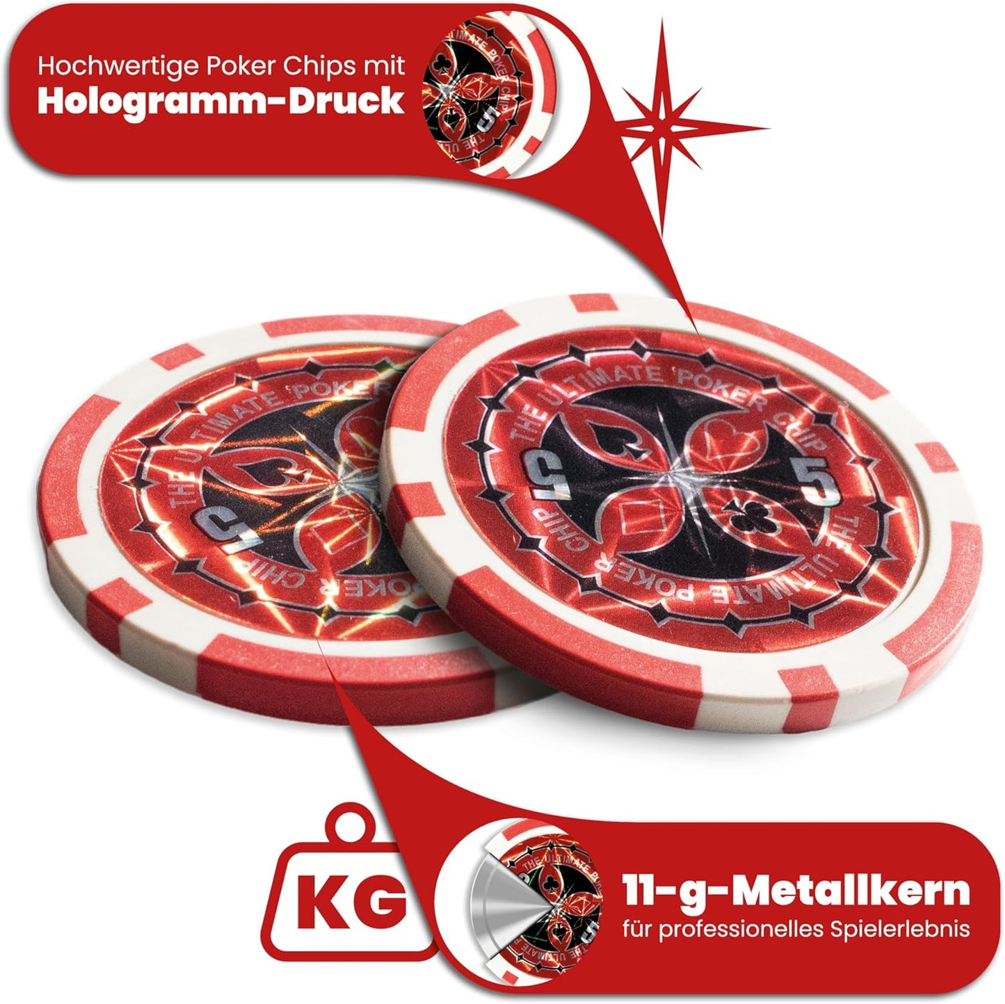Pokerkoffer Set mit Chips & Matte