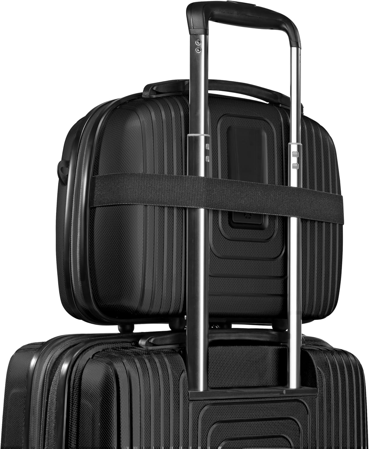 Essentials 14: 2-teiliges Hartschalenkoffer-Set mit Laptopfach & Beauty-Case, Black Metallic 2-SET Trolley+ Laptopfach erweiterbar & BC
