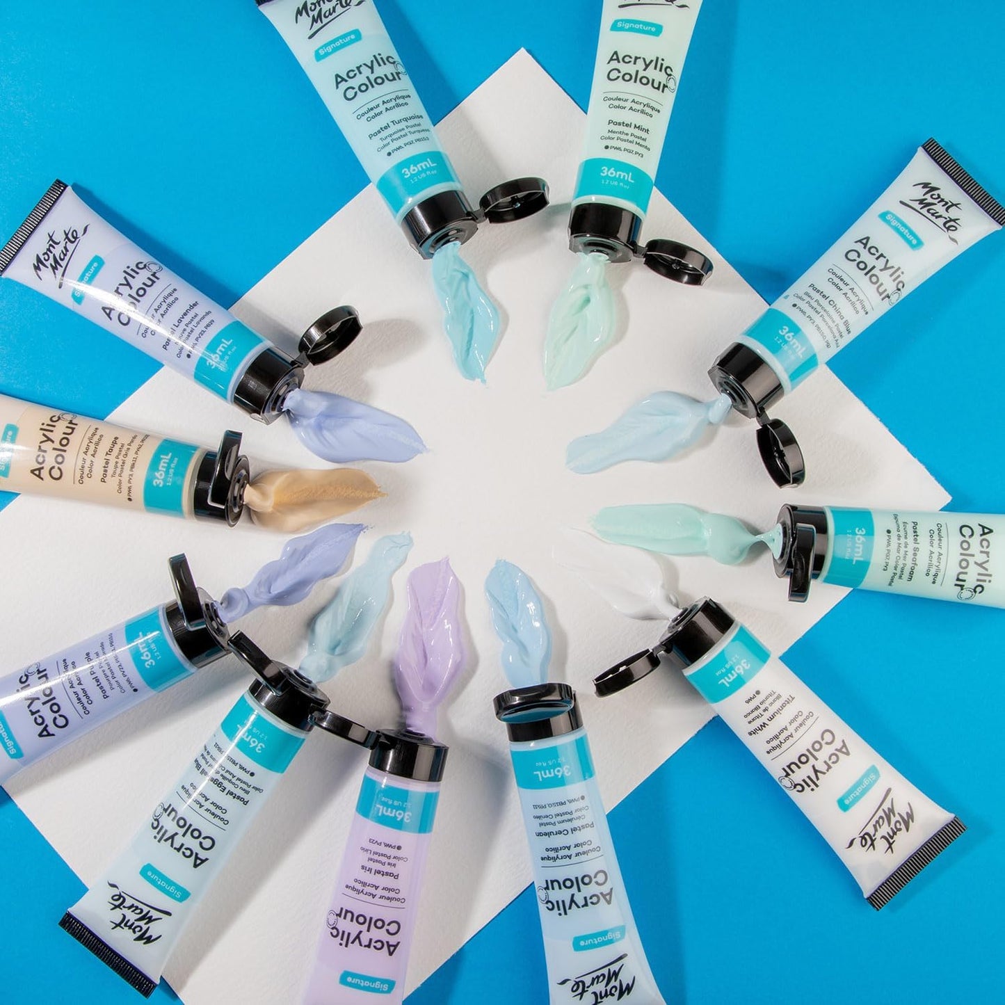 Acrylfarben-Set Pastell, 12 x 36 ml, 12 Pastellfarben