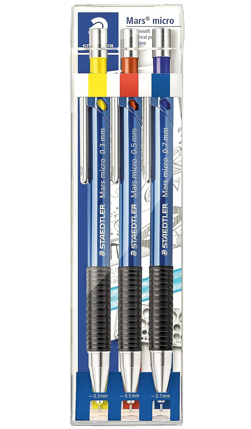 3er-Set Feinminenstift Marsmicro mit 03 H, 05 HB, 07 B Minen, inkl. Minen 03 H│05 HB│07B