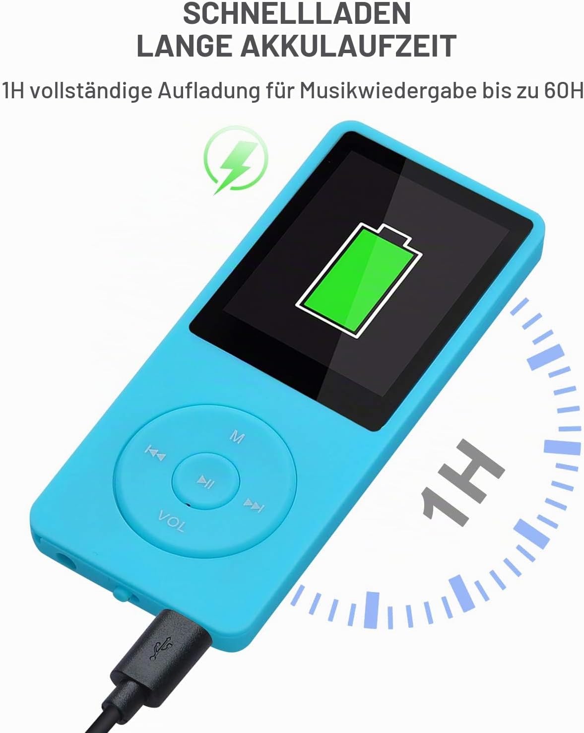 Tragbarer MP3-Player, 8G, Hellblau