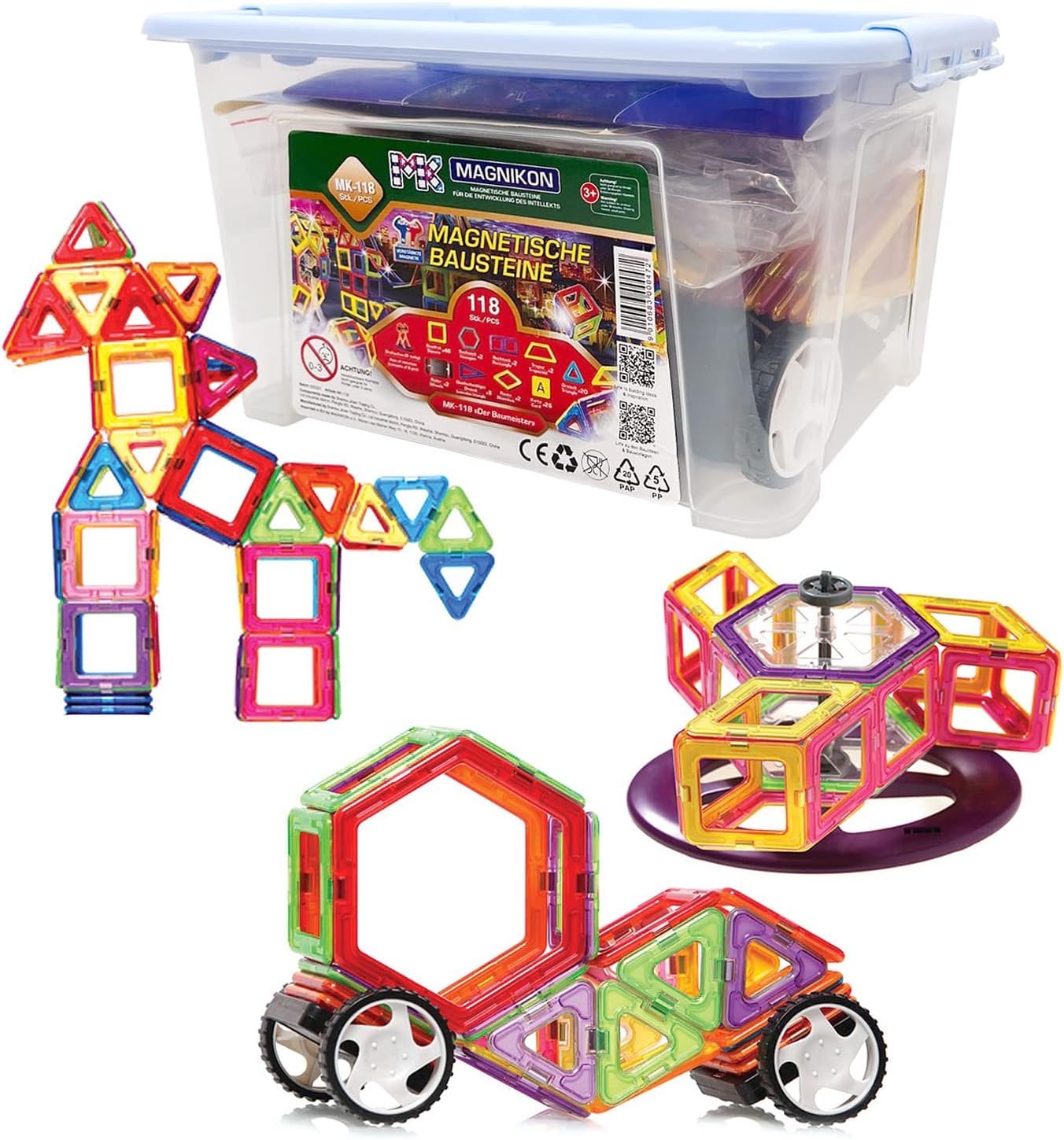 118-teiliges Magnetische Bausteine-Set