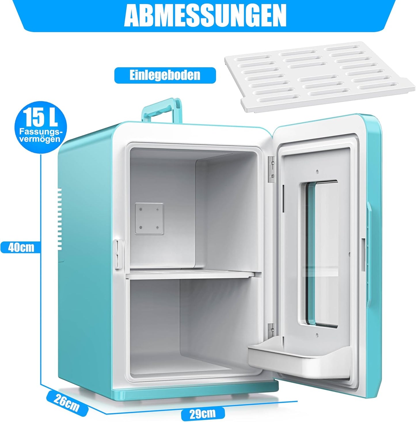 2in1 Mini Kühlschrank mit Kühl- und Heizfunktion, 15L Hellblau