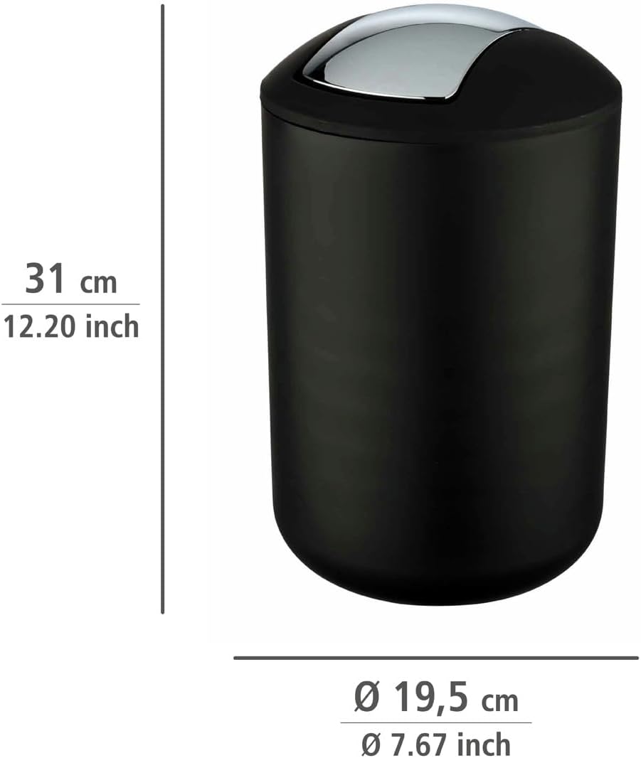 Kosmetikeimer mit Schwingdeckel Brasil, 6.5 l Schwarz