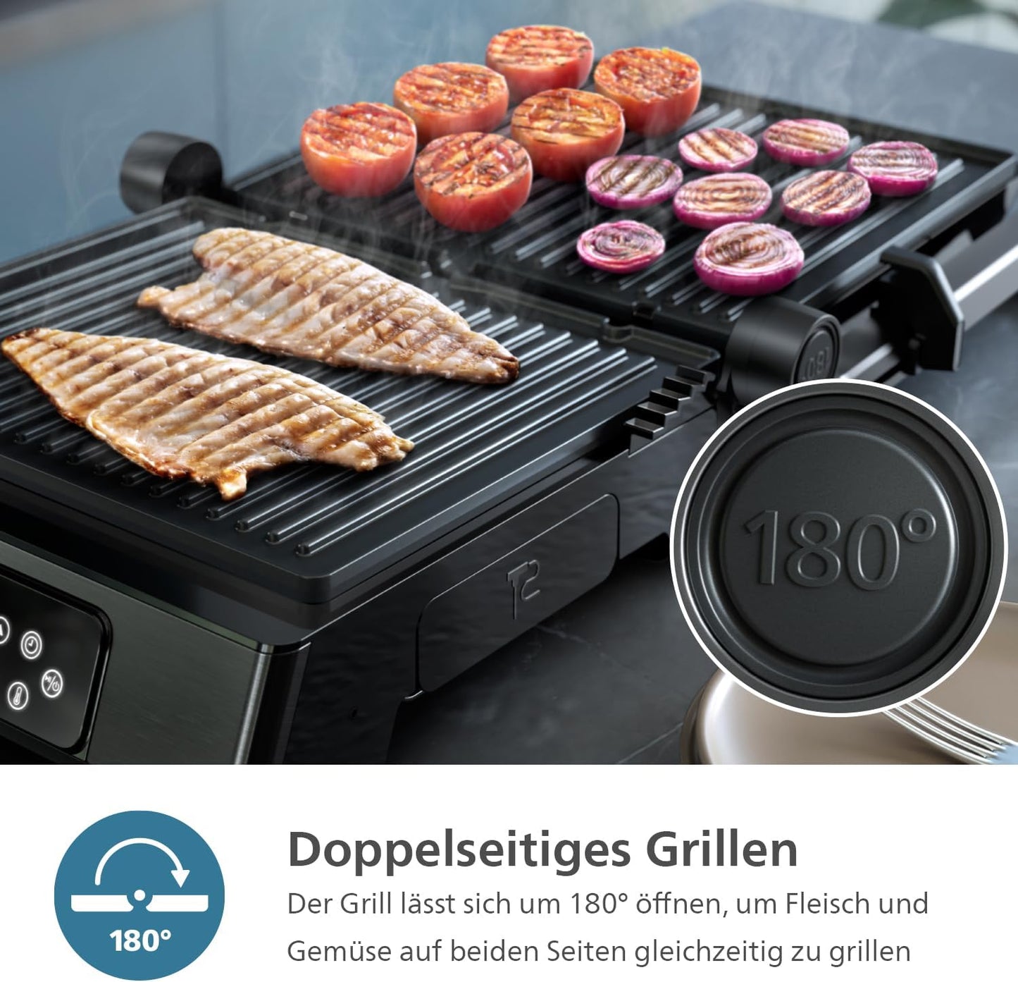 Kontaktgrill HD6307/70, Kontaktgrill Digitale Temperaturkontrolle + Thermometer