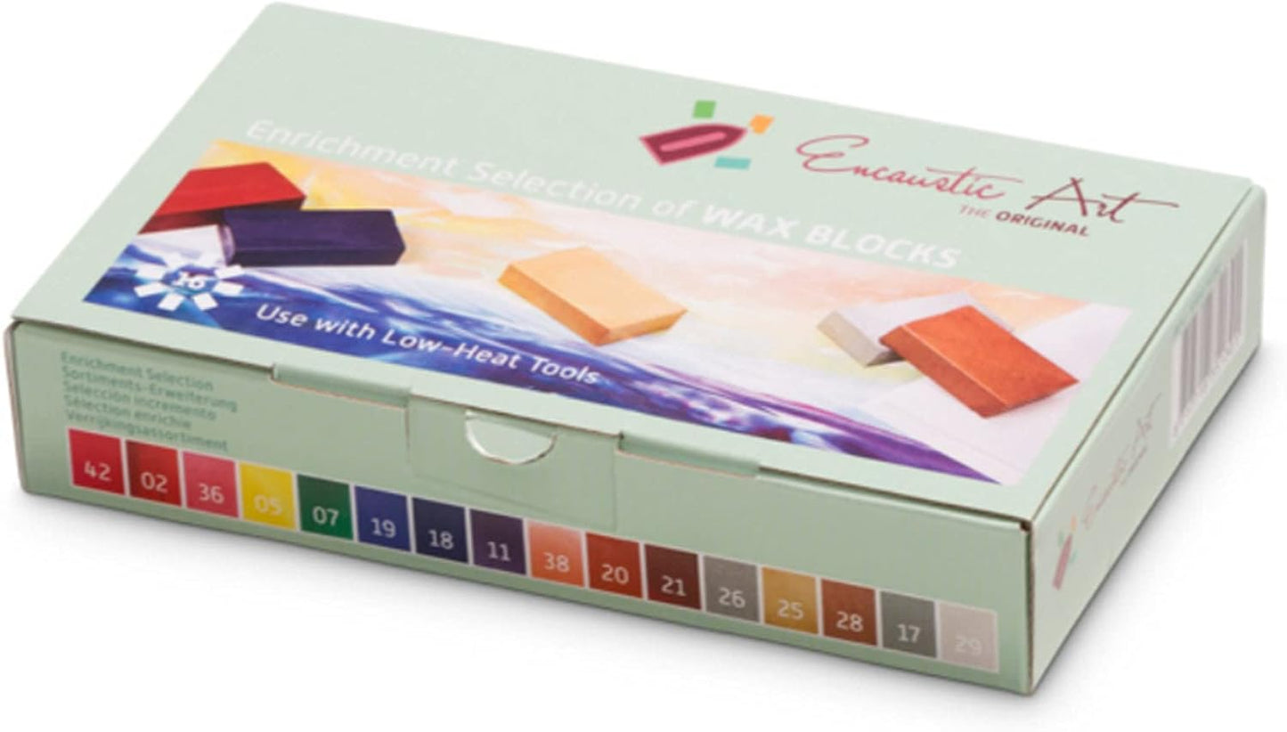 Wachsblock-Set für Enkaustik (16 Stück), Blau, Gold, Grau, Silber