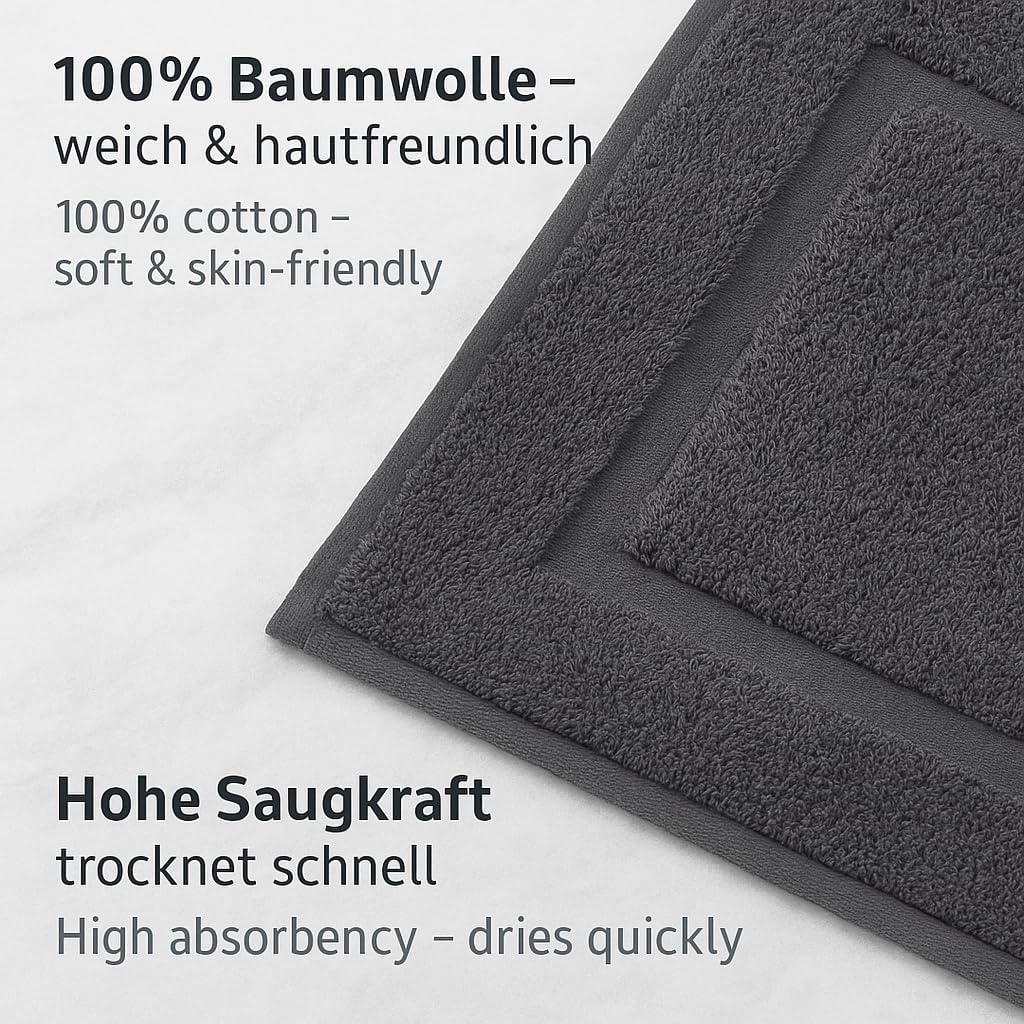 2er-Set Badematten, 50x70 cm, 2x Badvorleger Graphit