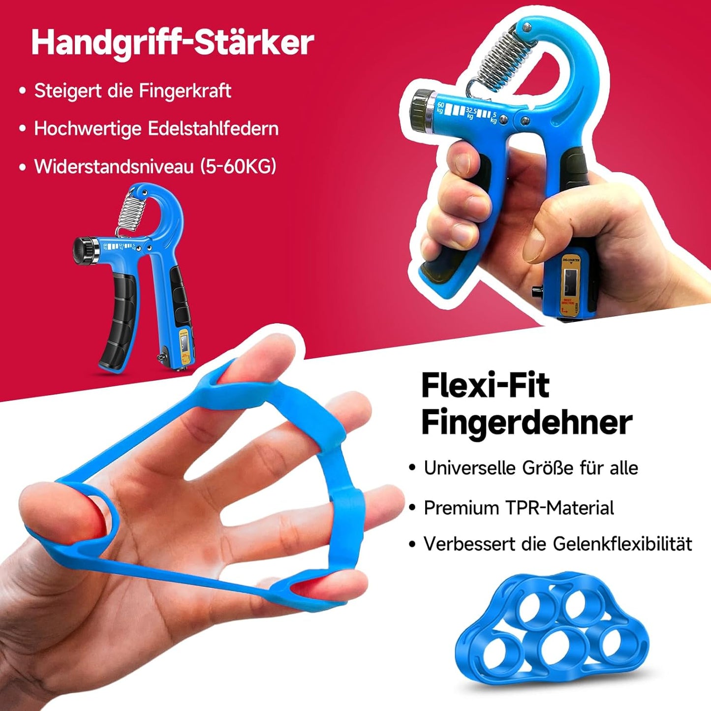 5-teiliges Handtrainer-Set, Himmelblau