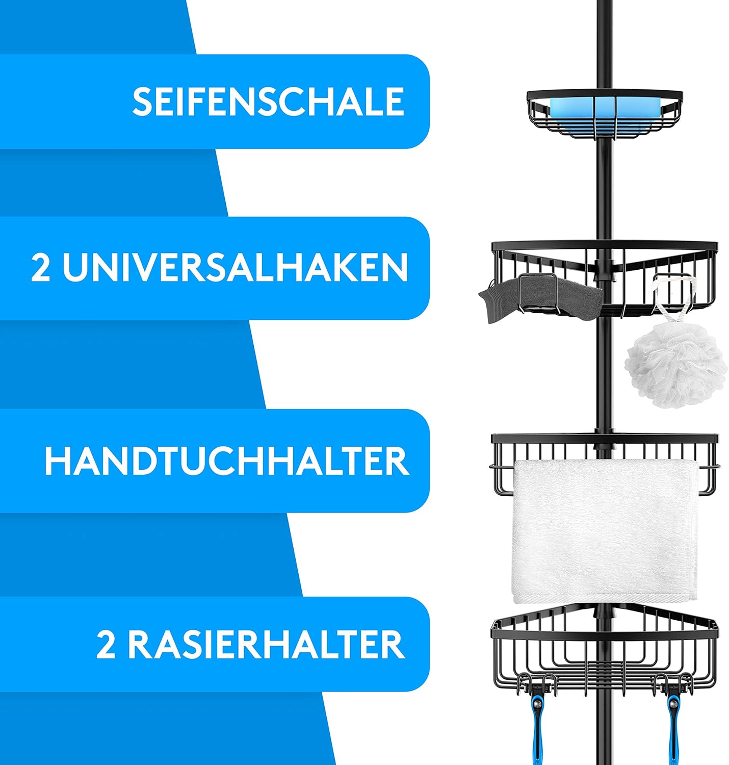 Teleskop-Duschregal für Dusche ohne Bohren