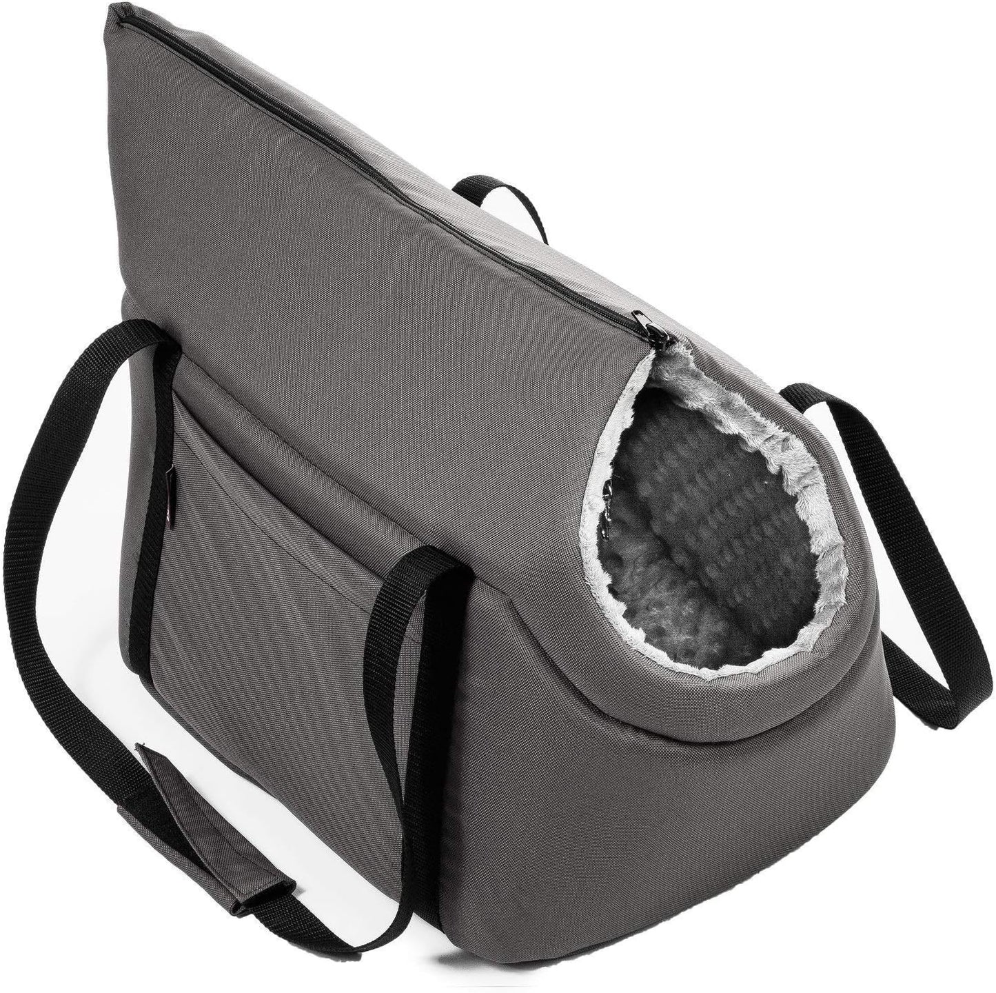 Hundetasche, L 38 x B 28 x H 28 cm Grau/(Plüschstoff mit Noppen)