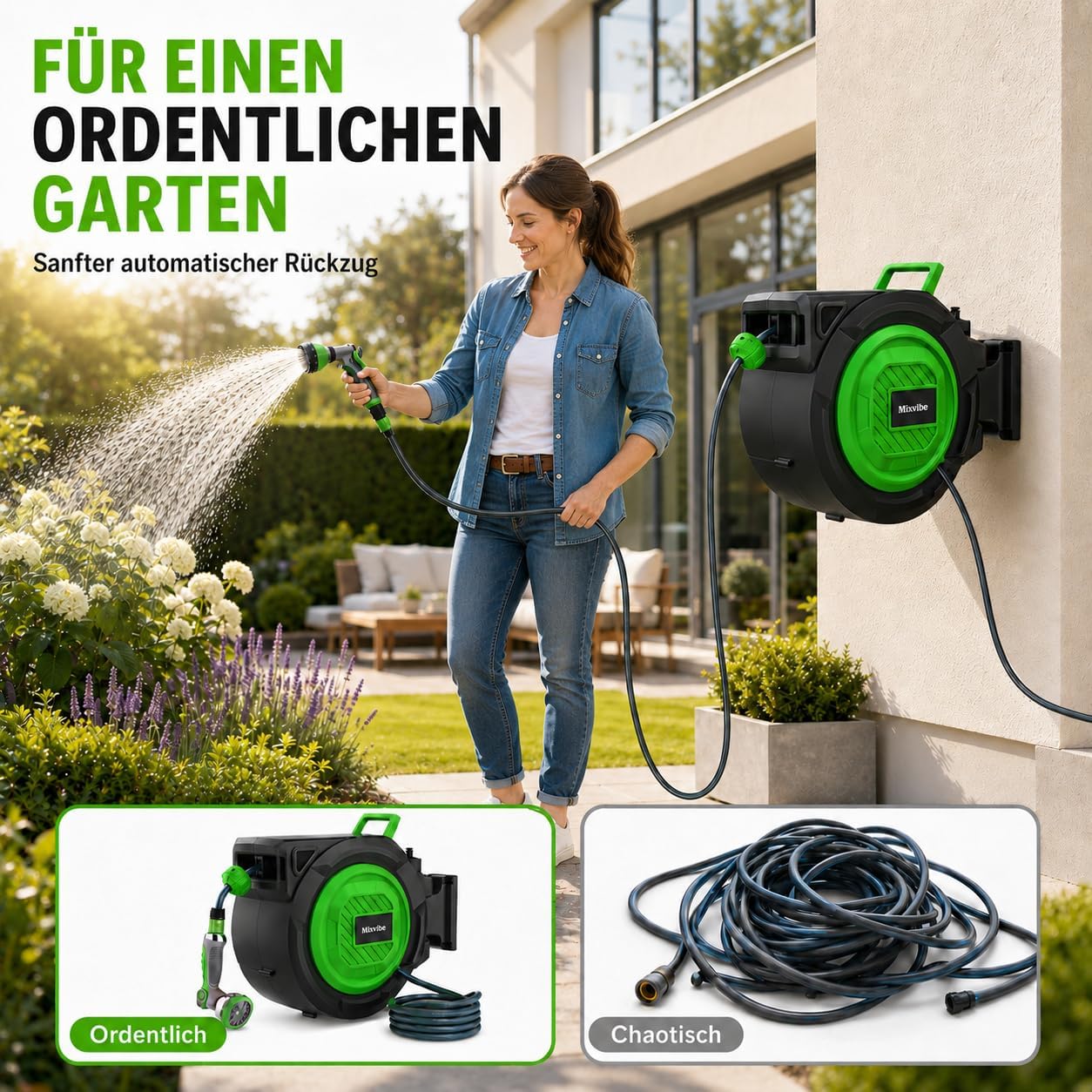 Wand-Schlauchbox RollUp, Green