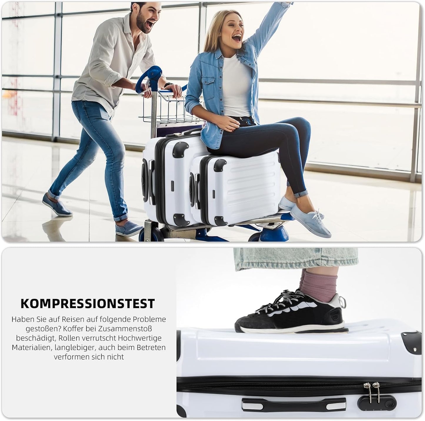 2048 Zwillingsrollen Hartschalenkoffer mit Dehnfuge, White L