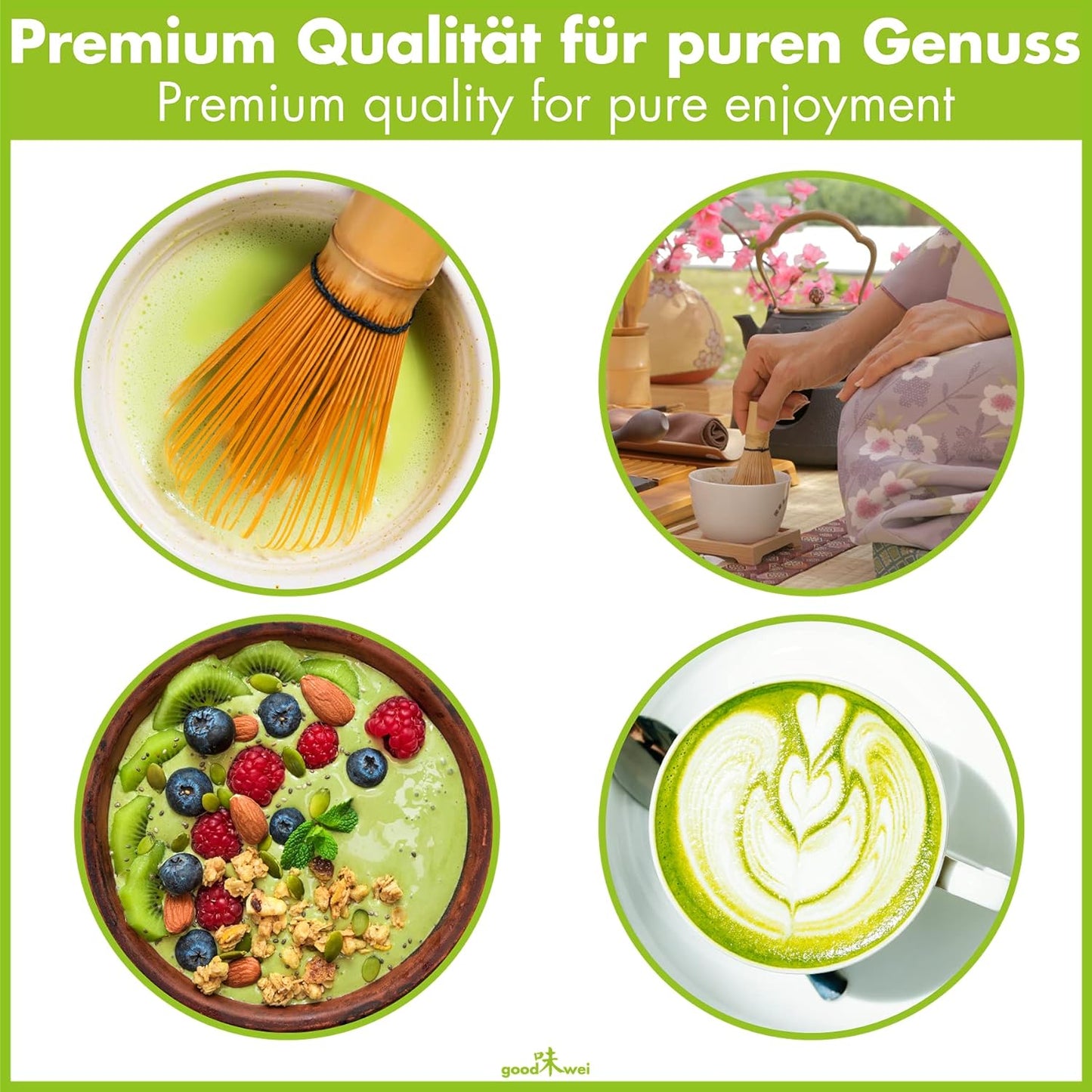 Matcha Teezeremonie-Set mit Schale und Besen, Burashi