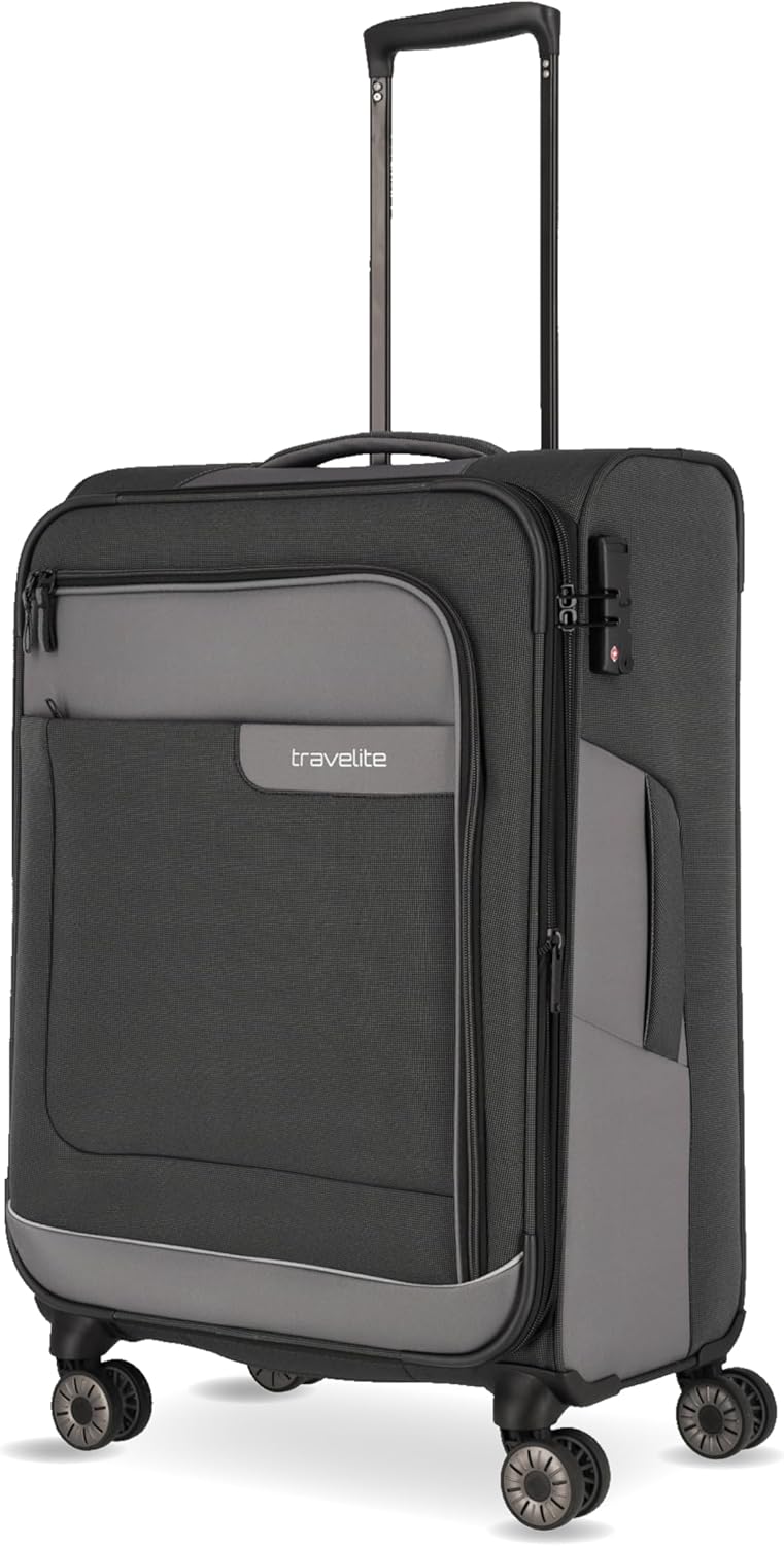 4-Rad Weichschalenkoffer mit Dehnfalte, Trolley M erw. (67 cm) Schiefer (Grau)