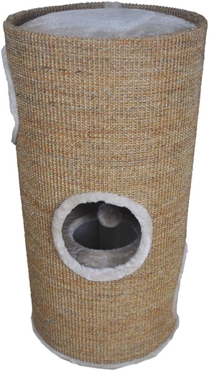 Katzen-Kratztonne mit 2 Ebenen und Spielmaus, Helles Braun