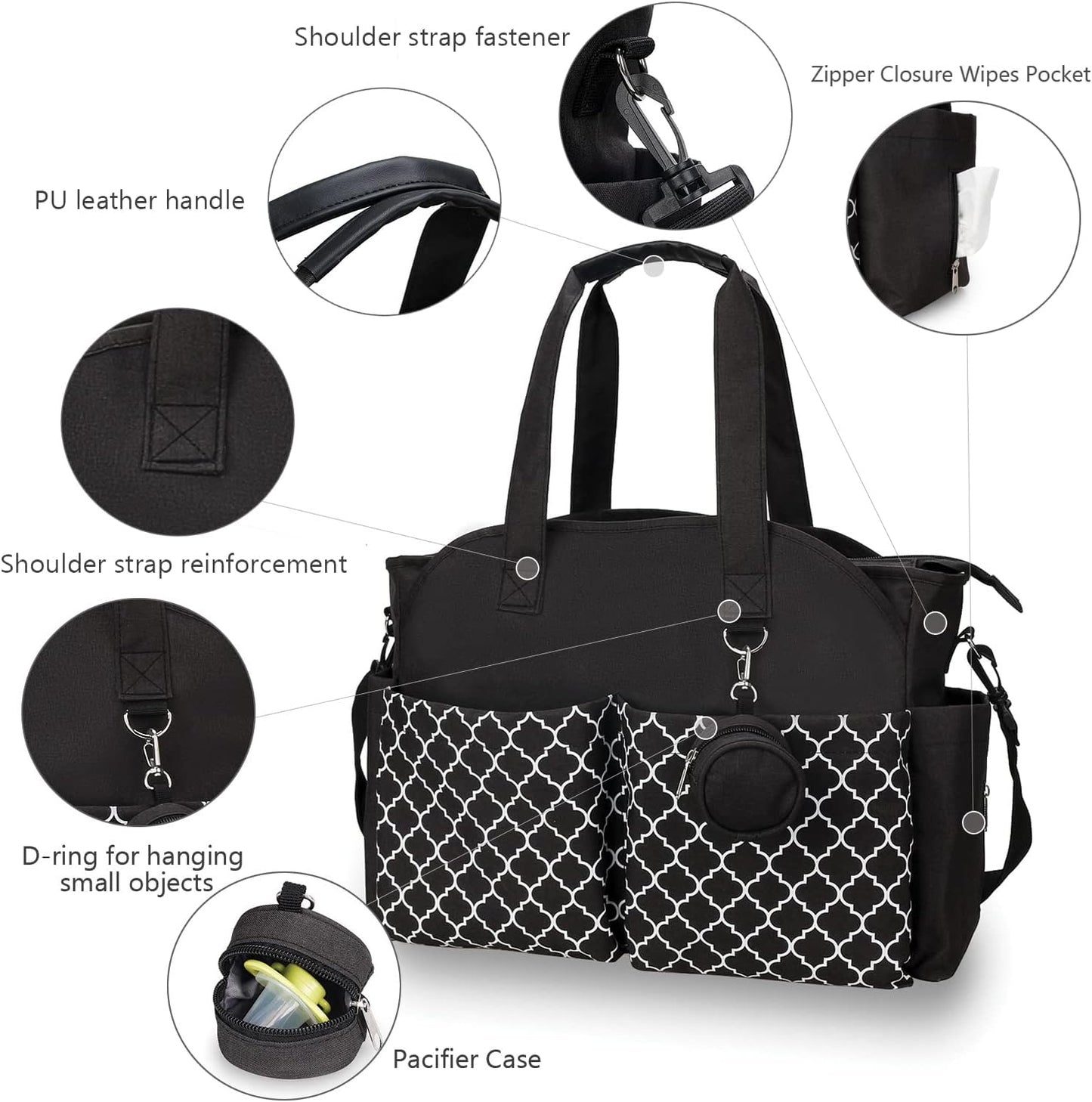 Wickeltasche, Schwarz