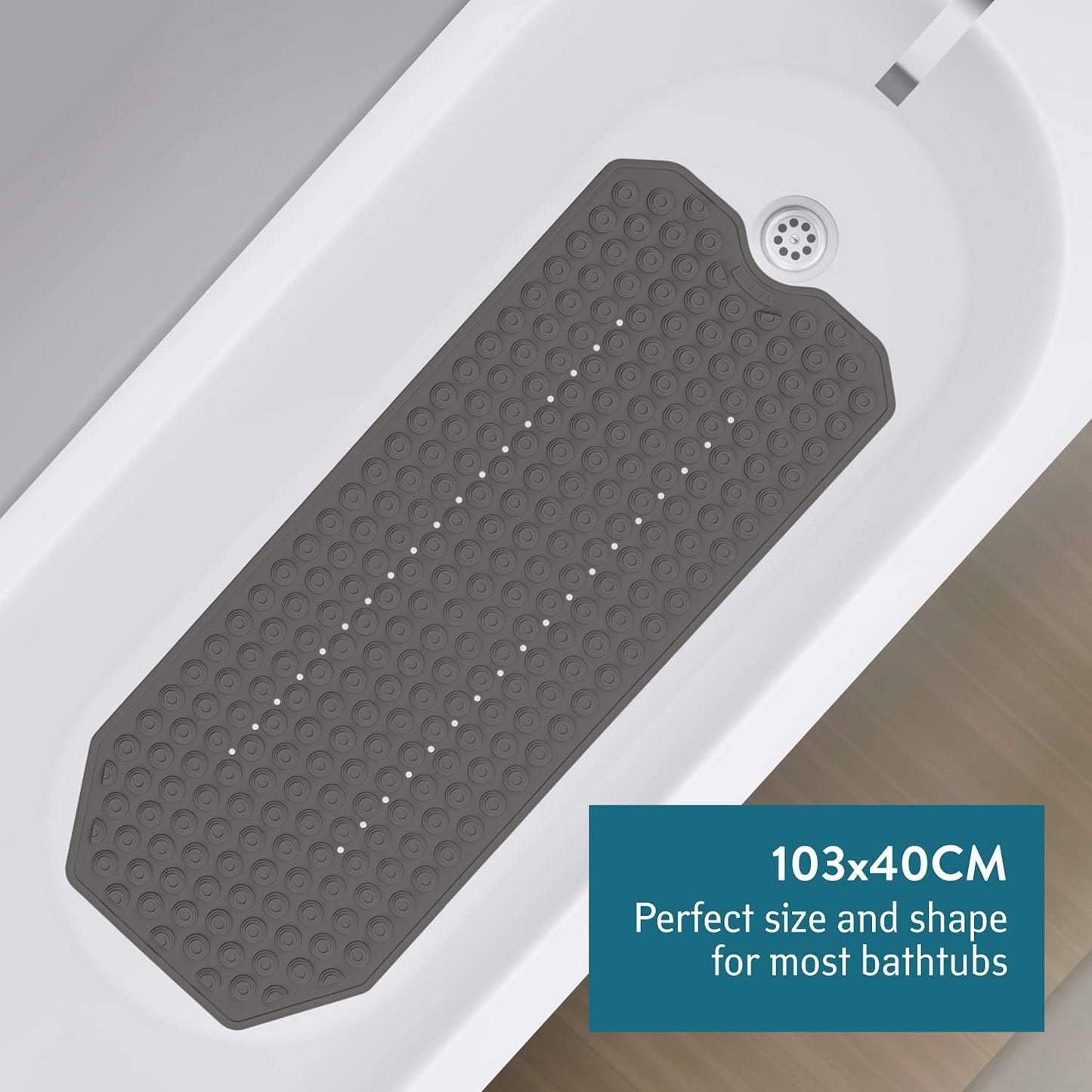 Antirutsch Badewanneneinlage 40x103cm, Schwarz Secure