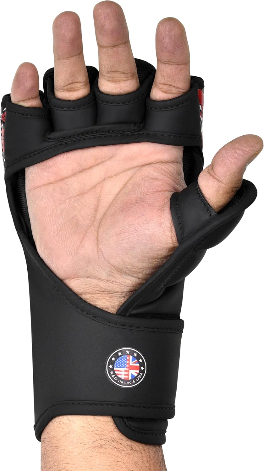 MMA Sparring- und Trainingshandschuhe aus Leder, Black/Red L
