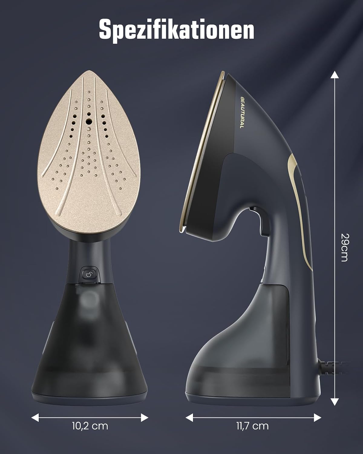 2-in-1 Dampfglätter und Bügeleisen, Dunkelblau