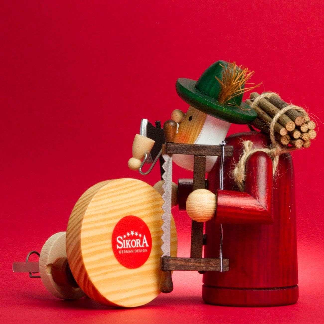Holzfäller Räuchermännchen, Höhe ca. 19.5 cm A03 Rot - Holzfäller