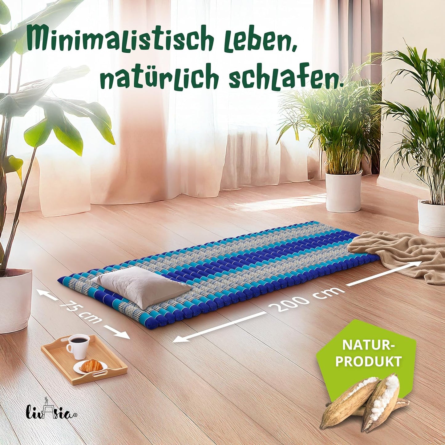 Rollmatratze 200x75 cm, M (200 x 75 cm) Blau