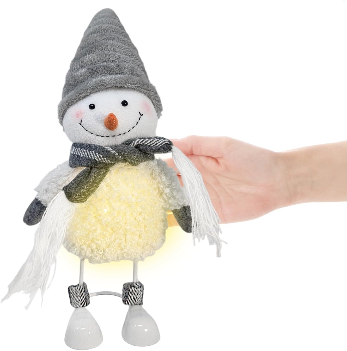 LED-Schneemann Dekofigur mit Stimmungslicht, 38cm Wichtel - Weiss - mit Mütze