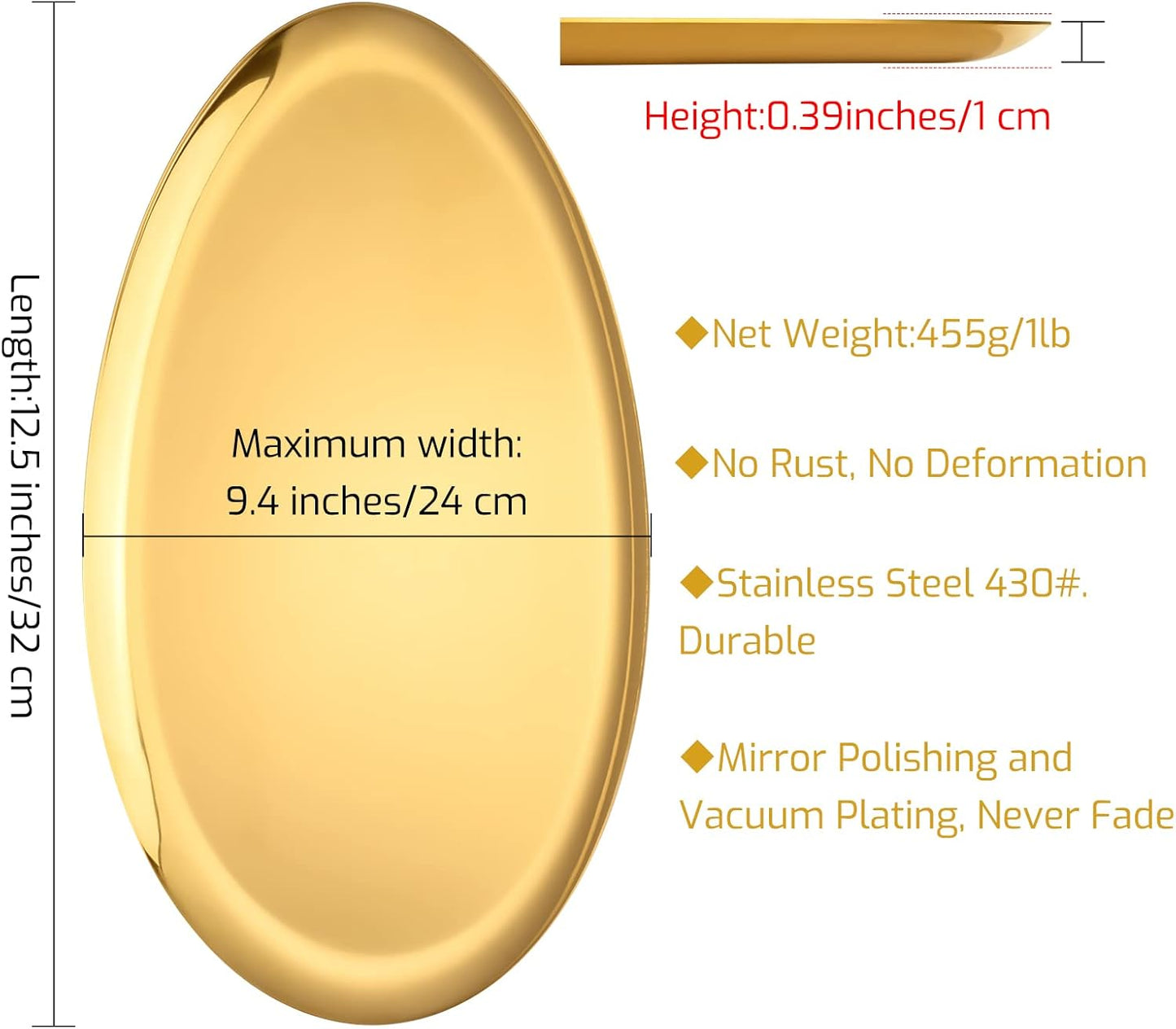 Ovales Mehrzwecktablett-Set, Goldfarben
