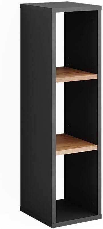 Standregal Orlando mit Stauraum, Anthrazit/Goldkraft Eiche 80 x 21 cm