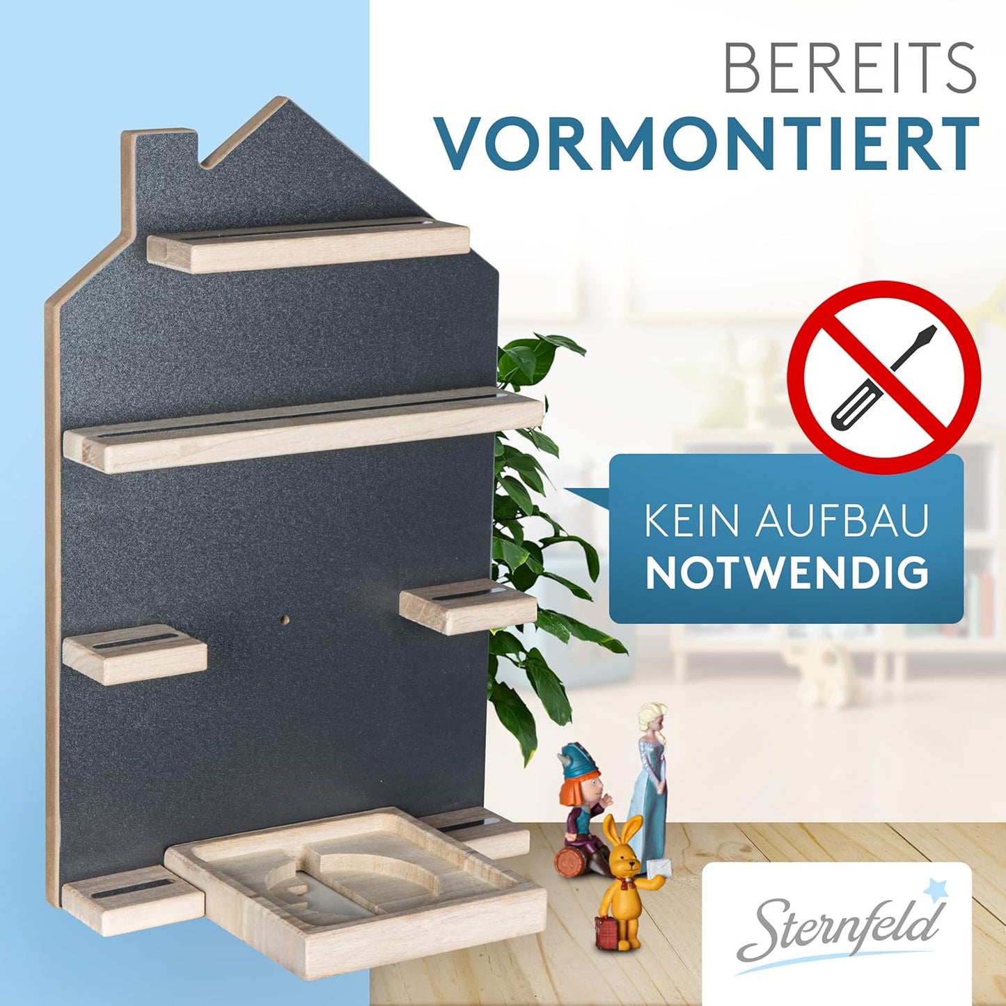 Magnetisches Regal für Tonie-Hörfiguren und Tonie Box, Grau für 32 Tonies