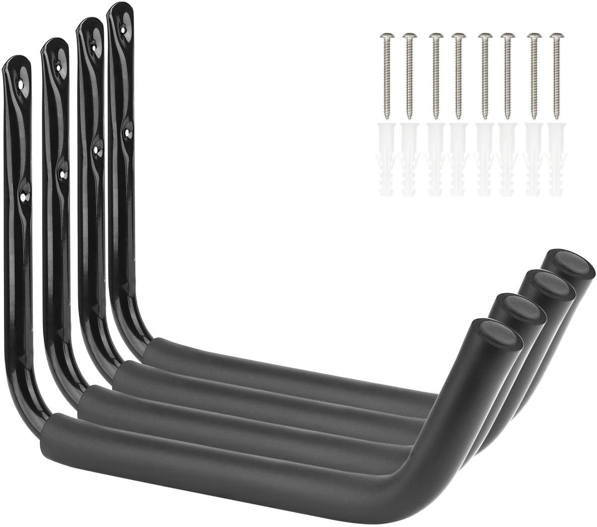 4er-Set Kajak-Aufbewahrungshaken, 27cm x 38cm Schwarz