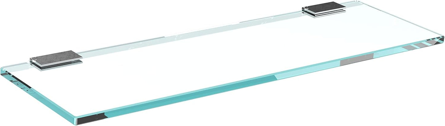 Glasregal Wandregal mit Halterung (50x15 cm), 50x15cm Klarglas + Halterung F - Chrom Glanz Optik