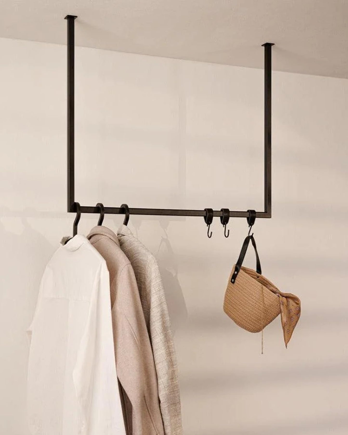 Kleiderstange mit Deckenmontage, 60x120 cm, 60 x 120 cm Schwarz