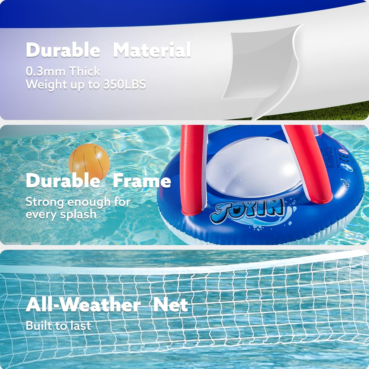 Aufblasbares Poolspiel-Set: Volleyball & Basketball, Rot