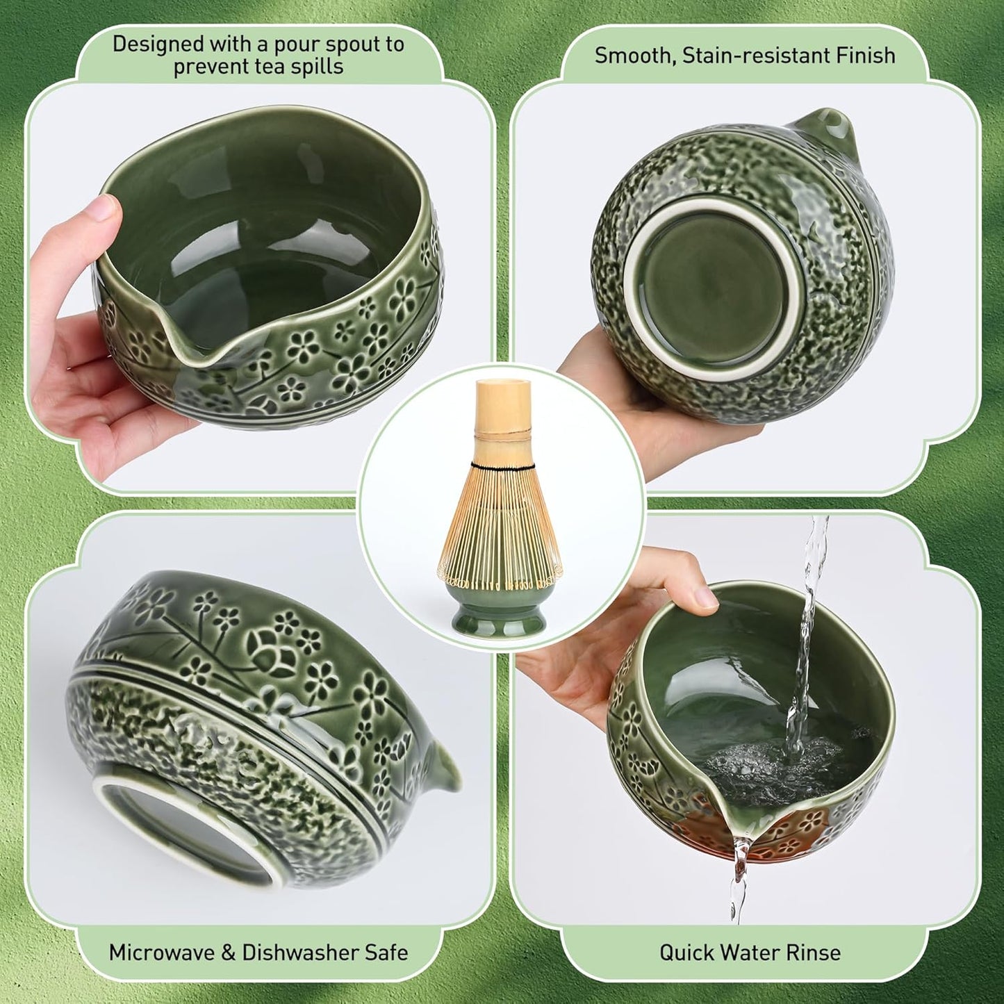 Matcha-Schneebesen-Set für Teeliebhaber, Dunkelgrün