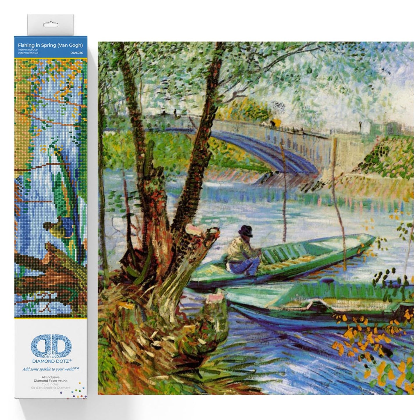Diamond Painting Set Fishing in Spring (Van Gogh), DD9-036, 50x40 cm, 50 x 40cm Fishing in Spring (Van Gogh)