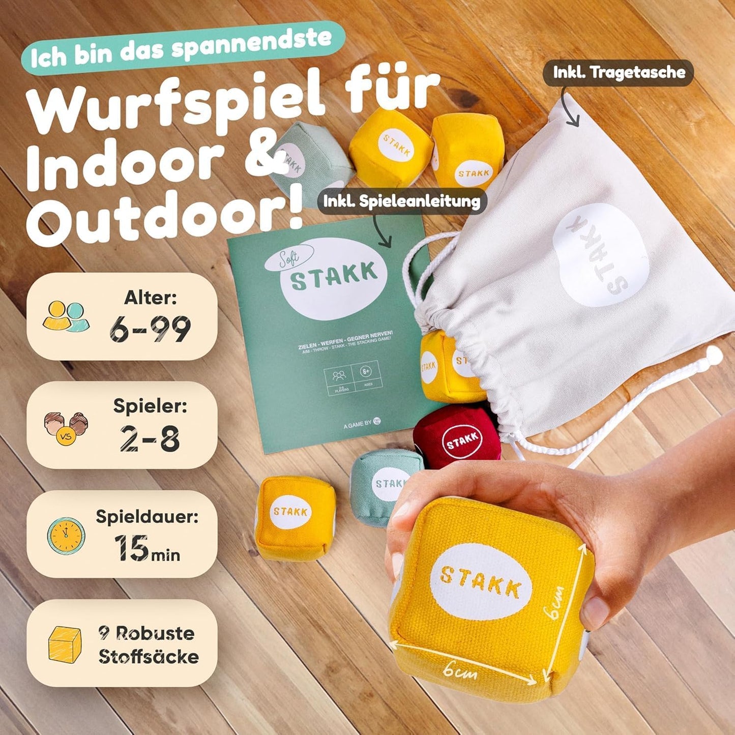Outdoor-Wurfspiel Boccia-Boule, Soft Stakk