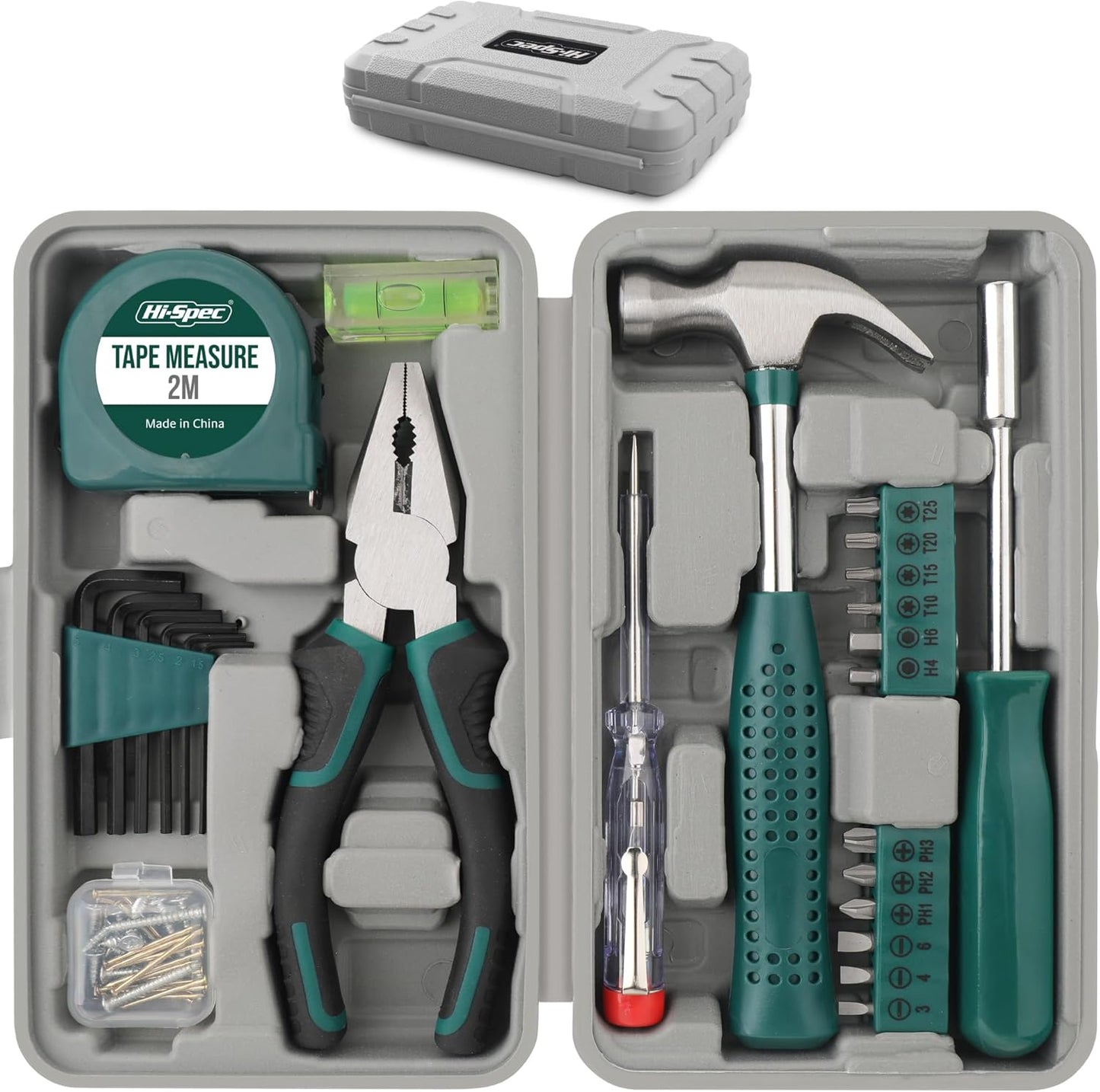 25-teiliges Handwerkzeug-Set für DIY-Reparaturen, Grün