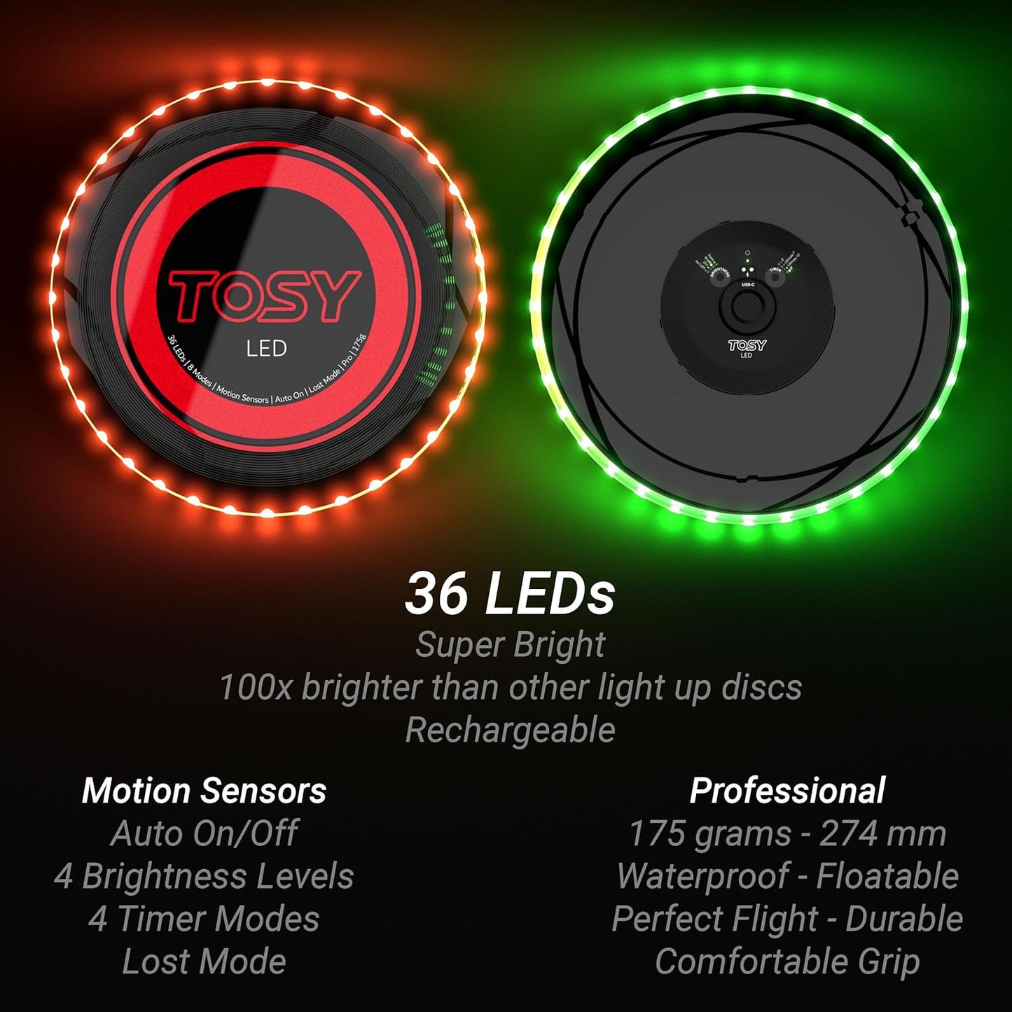 Flying Disc mit LED-Beleuchtung, Red Disc (36 Leds)