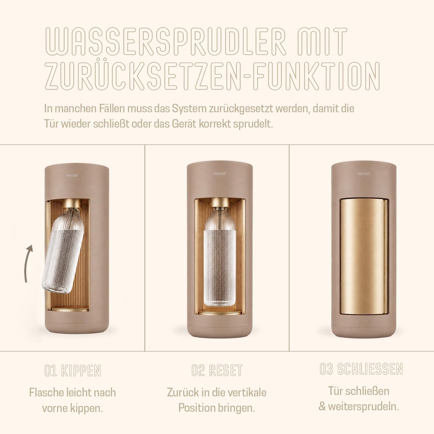 Glassy Wassersprudler mit Glasflasche, Latte Ohne CO2-Zylinder