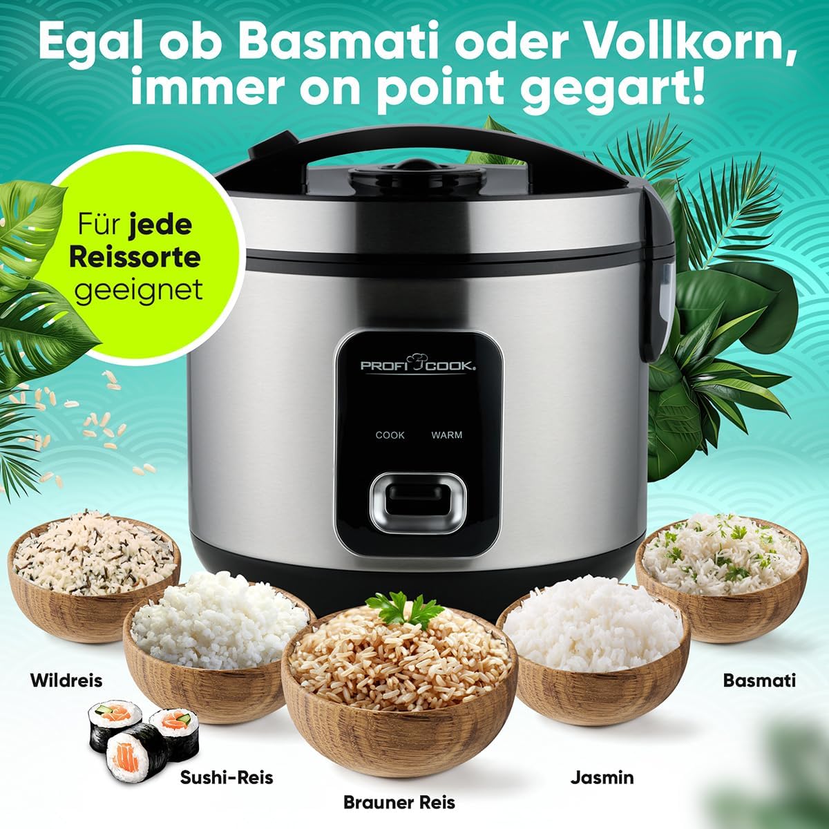 Reiskocher mit Dampfgarer PC RK 1285